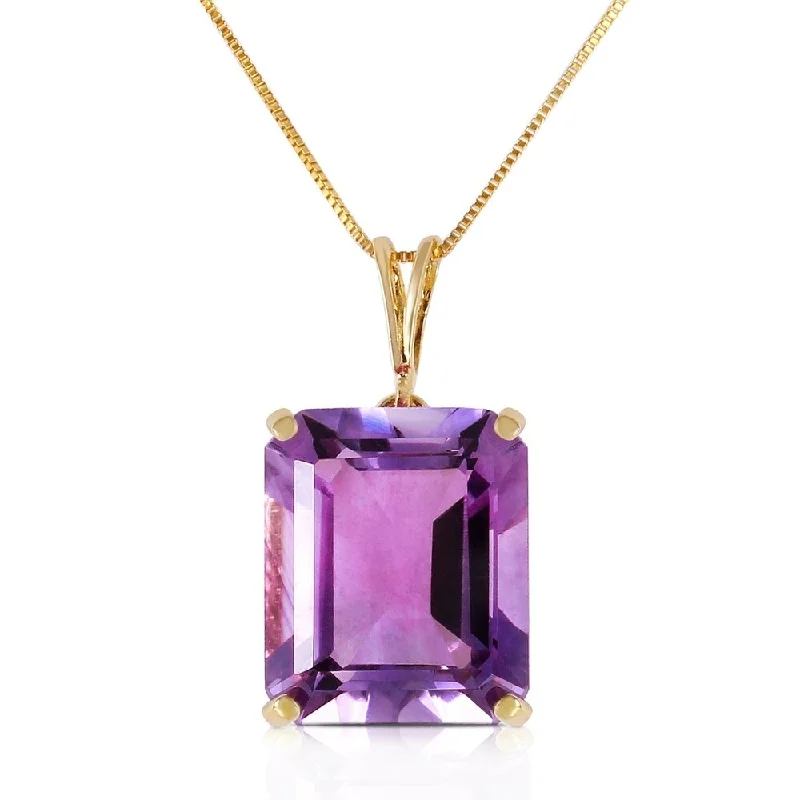 Quartz stone necklaces-6.5 Carat 14K Solid Gold Necklace Octagon Purple Amethyst