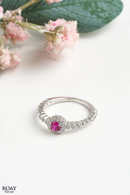 Silk cord rings-Zircon Ring (044-Pink)