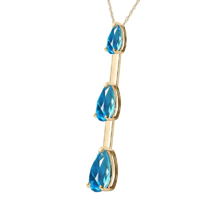 Leaf charm necklaces-1.71 Carat 14K Solid Gold First Light Blue Topaz Necklace