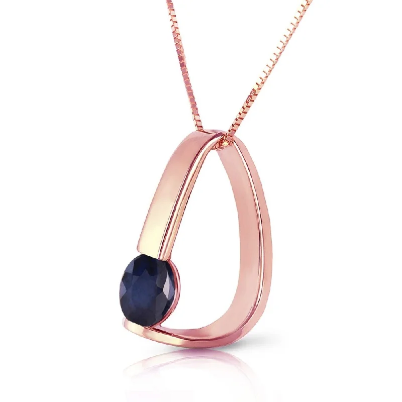 Solid link necklaces-14K Solid Rose Gold Modern Necklace with Natural Sapphire