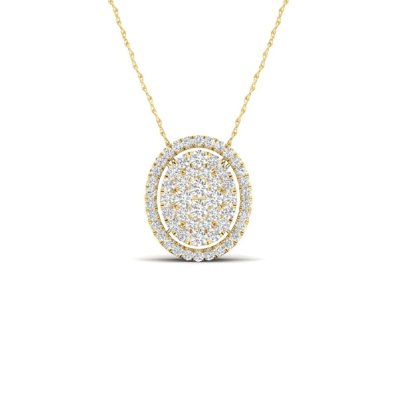 Tide shape necklaces-De Couer IGI Certified 14K Yellow Gold 1/3ct TDW Diamond Halo Necklace