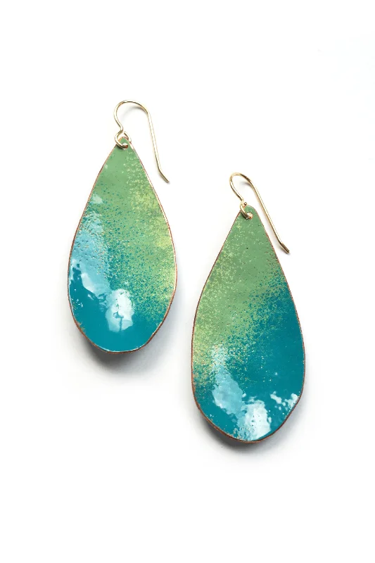 Chroma Earrings in Pale Green and Bold Teal