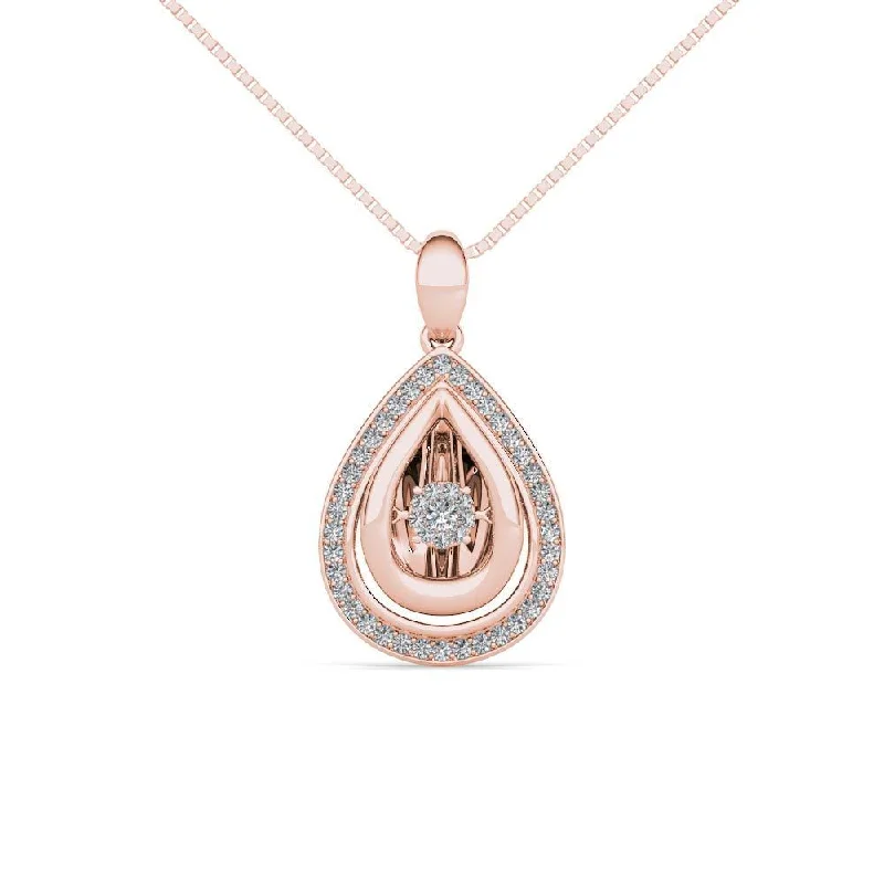 Whimsical bead necklaces-De Couer IGI Certified 10K Rose Gold 1/5ct TDW Dancing Diamond Necklace - Pink