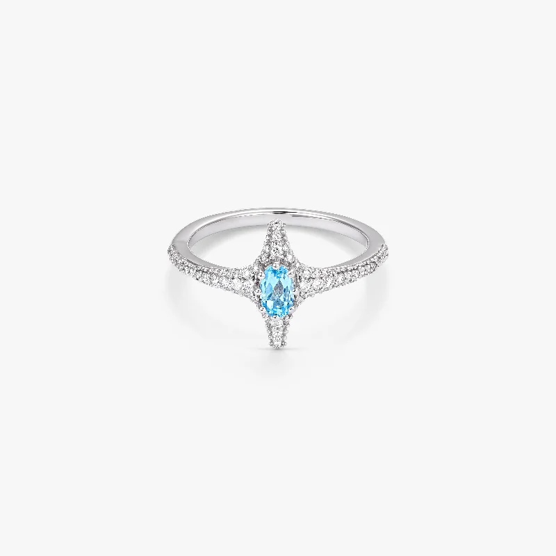 Polished silver rings-Selene Blue Topaz Ring