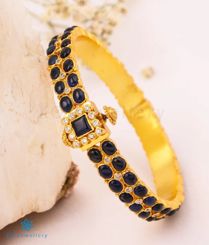 Glittering crystal bangles-The Arunodaya Silver Kemp Bracelet(Blue/Size 2.2/2.4/2.8)