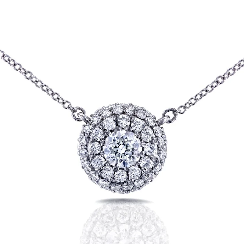 Coiled cord necklaces-Annello by Kobelli 14k White Gold 4/5ct TDW Round Diamond Cluster Necklace