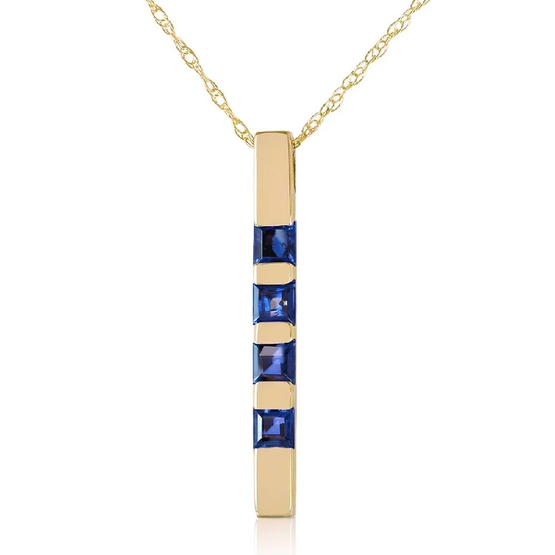 Shiny charm necklaces-0.35 Carat 14K Gold Necklace Bar Natural Sapphire