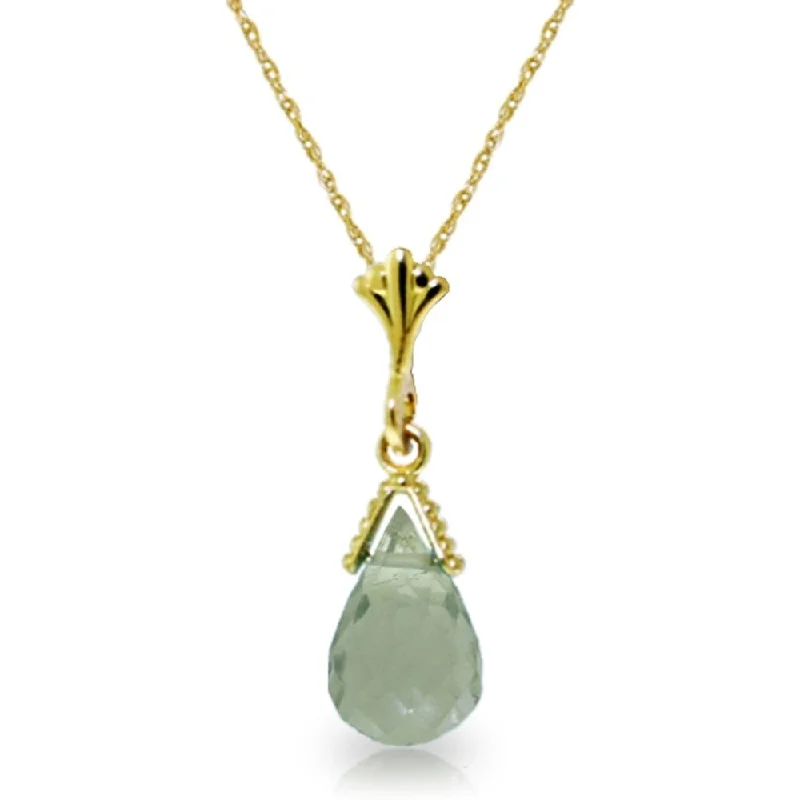 Onyx healing necklaces-2.5 Carat 14K Gold Pastime Green Amethyst Necklace