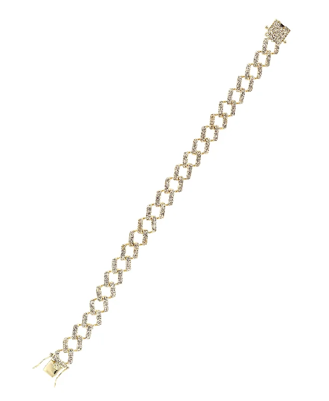 Joy charm bangles-Men's Chain Link Bracelet w/ Cubic Zirconia