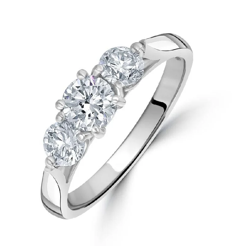 Multi-stone engagement rings-Platinum Round Brilliant Cut Diamond Trilogy Ring