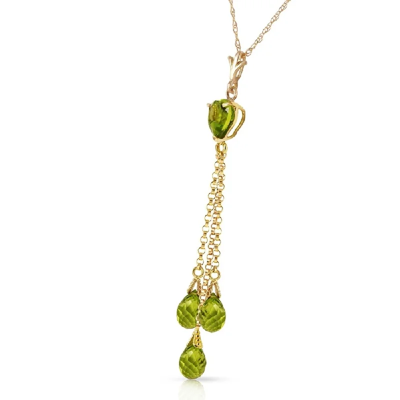 Smooth pendant necklaces-4.75 CTW 14K Solid Gold Barocco Peridot Necklace