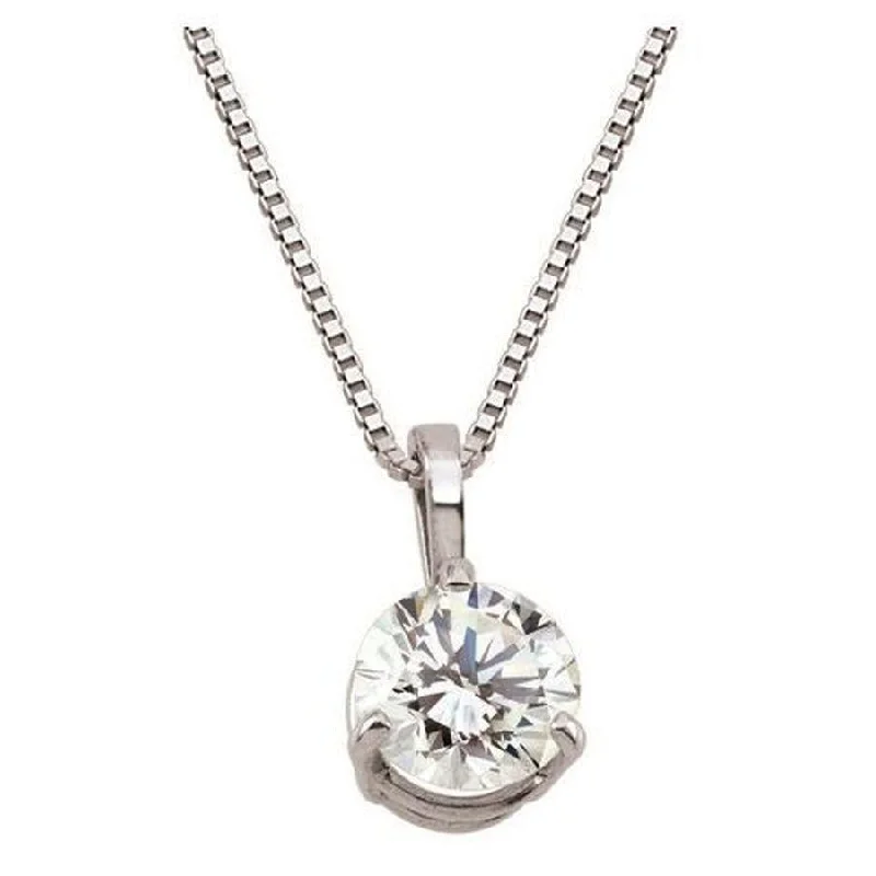 Art deco stone engagement rings-18ct White Gold 0.22ct Round Brilliant Cut Diamond Solitaire Pendant