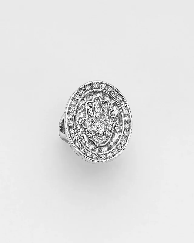 Subtle accent rings-HAMSA DIAMOND RING