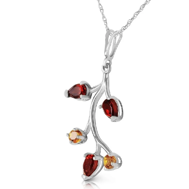 Thin yarn necklaces-0.95 Carat 14K Solid White Gold Down The River Garnet Citrine Necklace