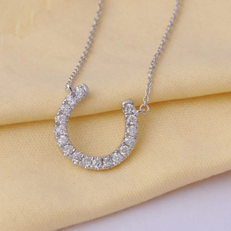 Yarn tassel necklaces-De Couer 14k White Gold 1/3ct TDW Diamond Horseshoe Necklace