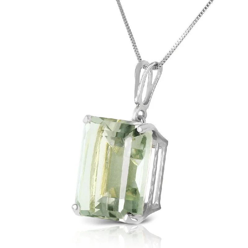 Quartz healing necklaces-6.5 Carat 14K Solid White Gold Necklace Octagon Green Amethyst