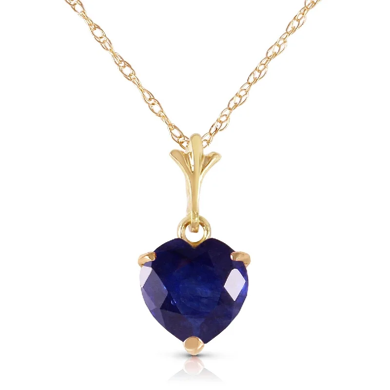 Onyx stone necklaces-1.55 Carat 14K Solid Gold Gemstone Necklace Natural Heart Sapphire