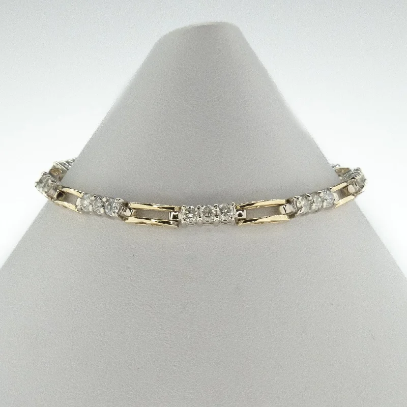 Tiny star bangles-2.50ctw Multi Diamond 7" Tennis Bracelet in 14K Two Tone Gold