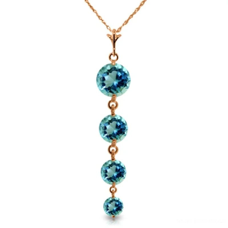 Secure clasp necklaces-14K Rose Gold Blue Topaz Necklace Genuine New