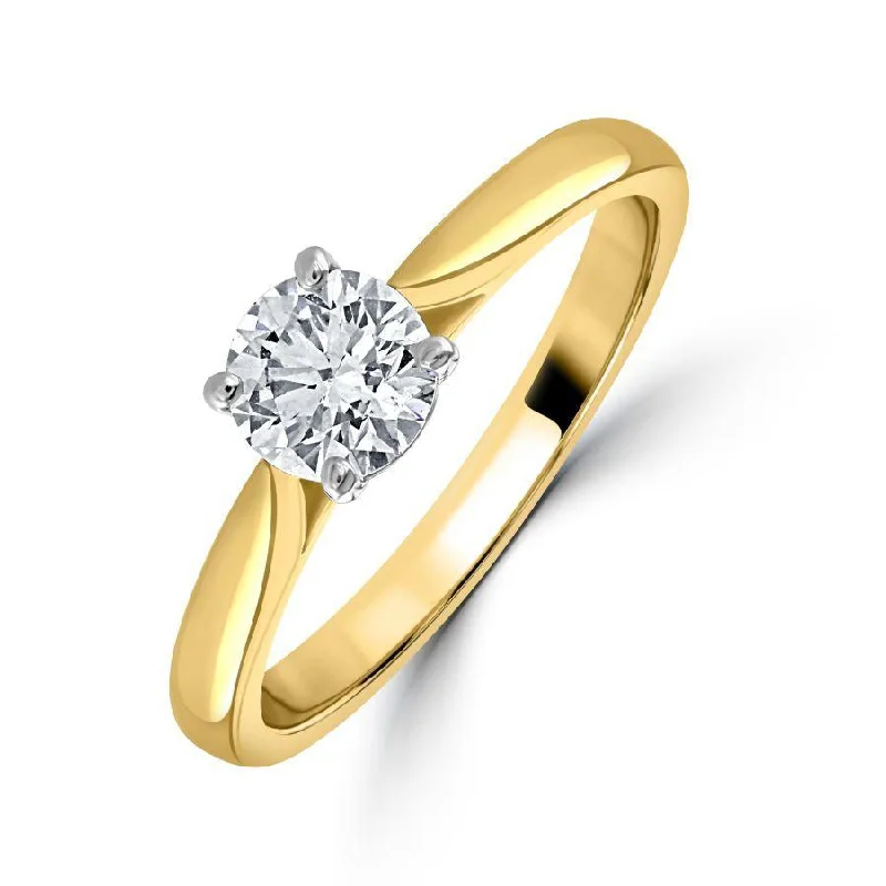 Spiral stone engagement rings-0.60ct Round Brilliant Cut Diamond Solitaire 18ct Yellow Gold Ring