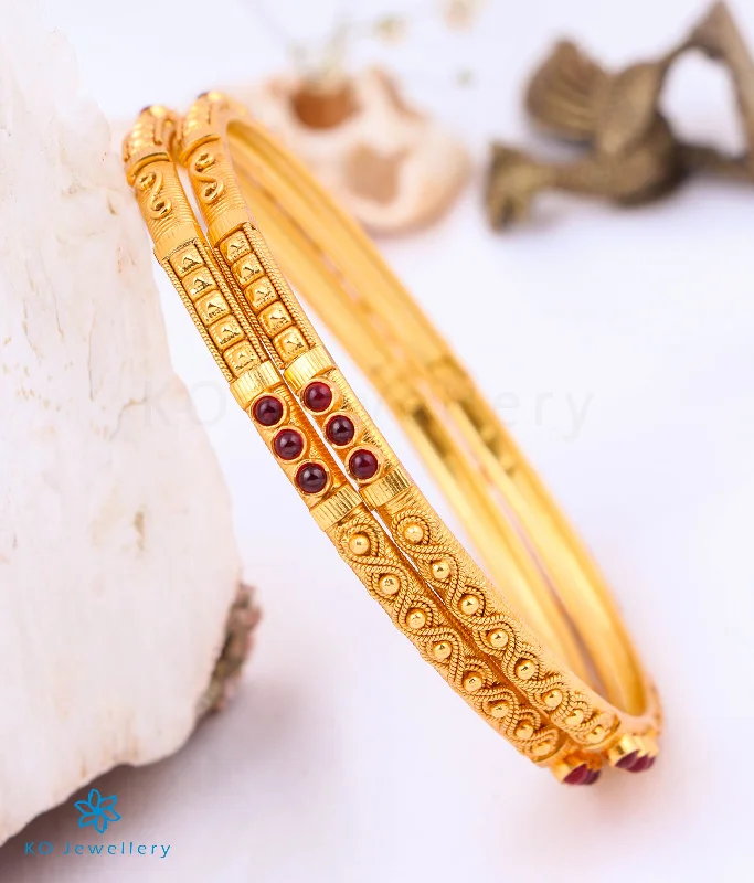 Pink gold bangles-The Ruhi Silver Kempu Bangle (Red Size/2.2/2.4/2.6/2.8)