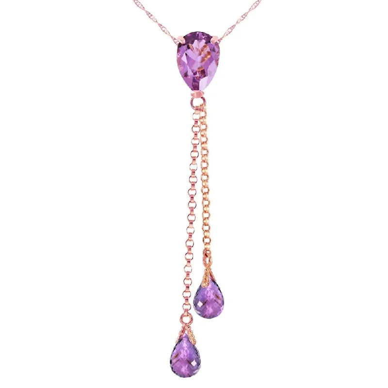 Stretch cord necklaces-14K Rose Gold Necklace w/ Purple Amethysts