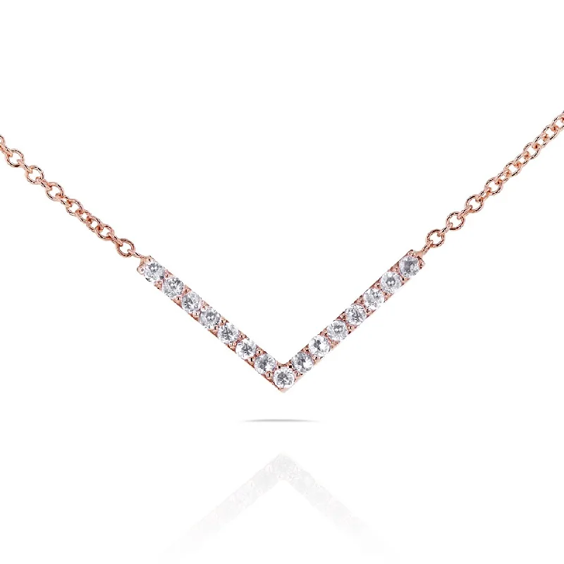 Daisy design necklaces-Annello by Kobelli 14k Rose Gold 1/10ct TDW Diamond Chevron Breast Cancer Awareness Necklace