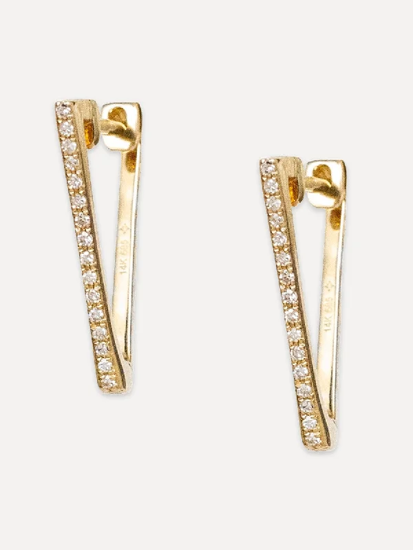 14K Diamond Triangle Hoops