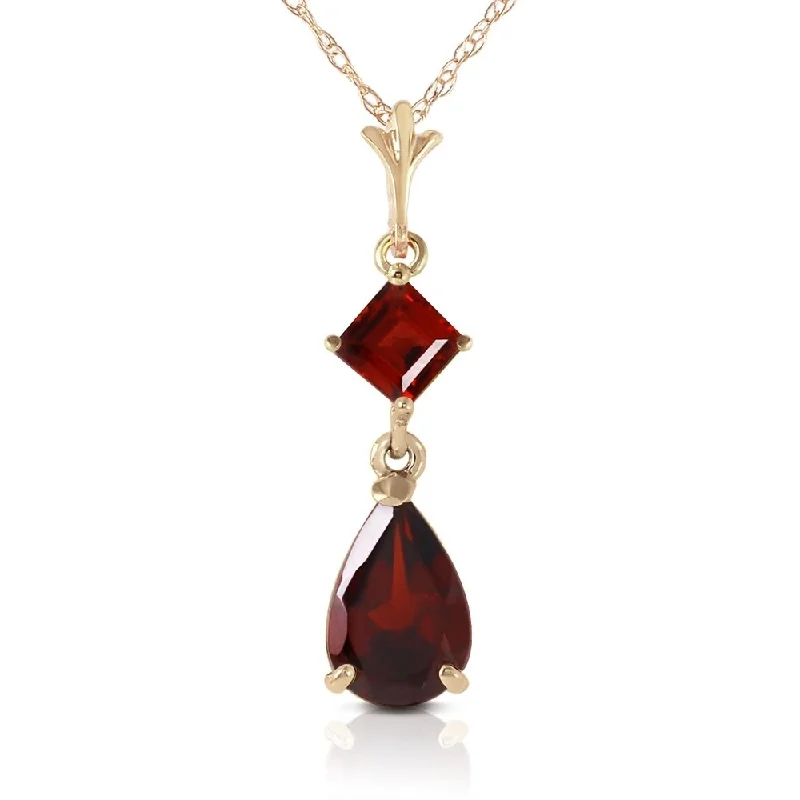 Light bead necklaces-2 Carat 14K Solid Gold Love Under The Rain Garnet Necklace