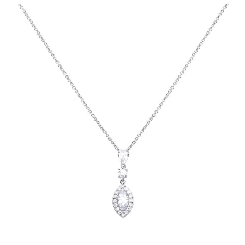 Lily design engagement rings-Silver CZ Necklace