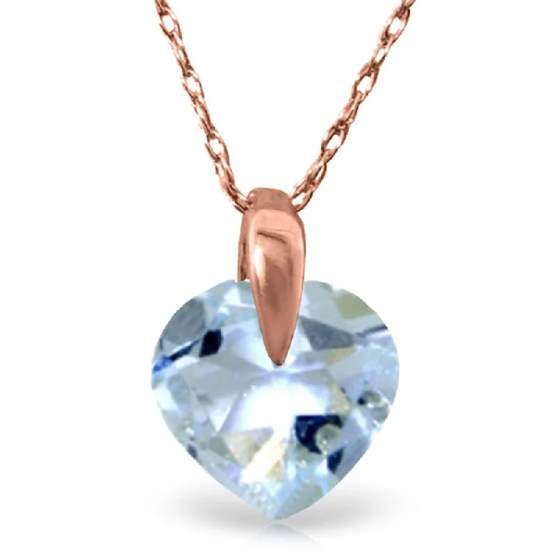 Frosted bead necklaces-1.15 Carat 14K Rose Gold Lonely Heart Aquamarine Necklace