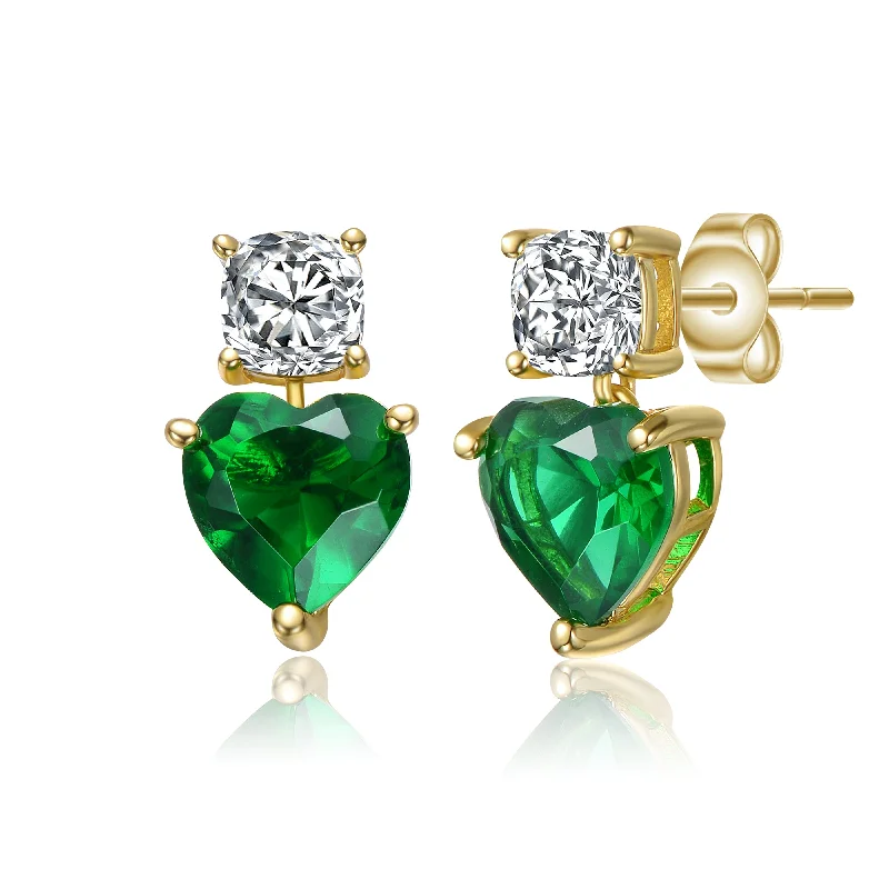 Louise Two-Stone Heart Earrings