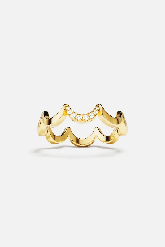 Bow design rings-Wavy Gold Ring