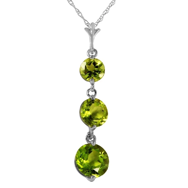 Fox charm necklaces-3.6 Carat 14K White Gold Necklace Natural Peridot