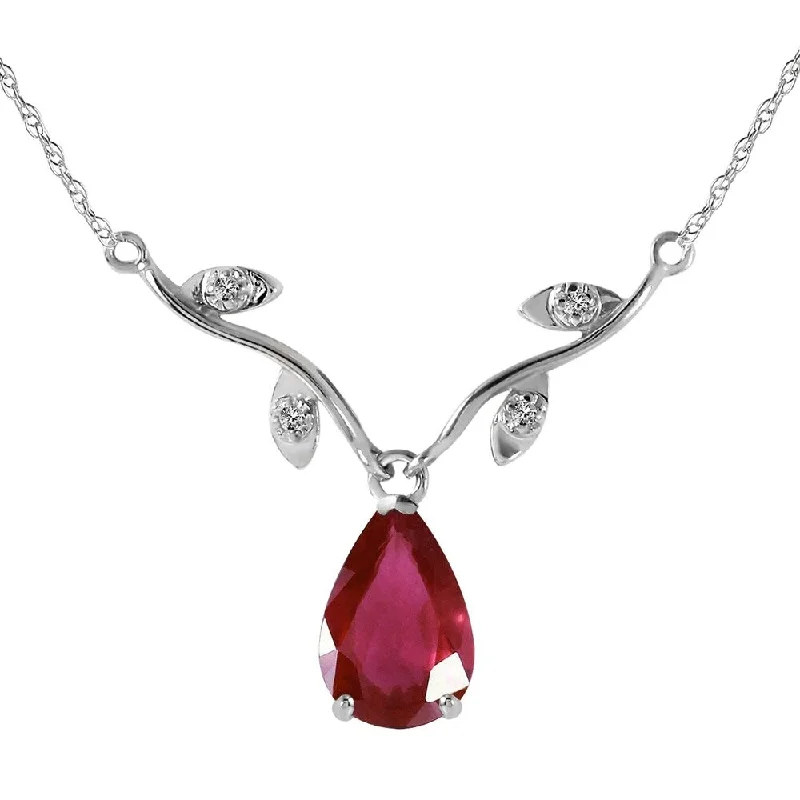 Cord fringe necklaces-1.52 Carat 14K White Gold Rosebud Ruby Diamond Necklace