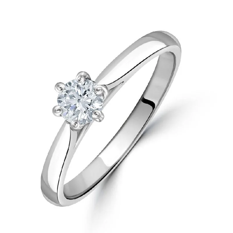 Teardrop engagement rings-0.30ct Round Brilliant Cut Diamond Solitaire Platinum Ring