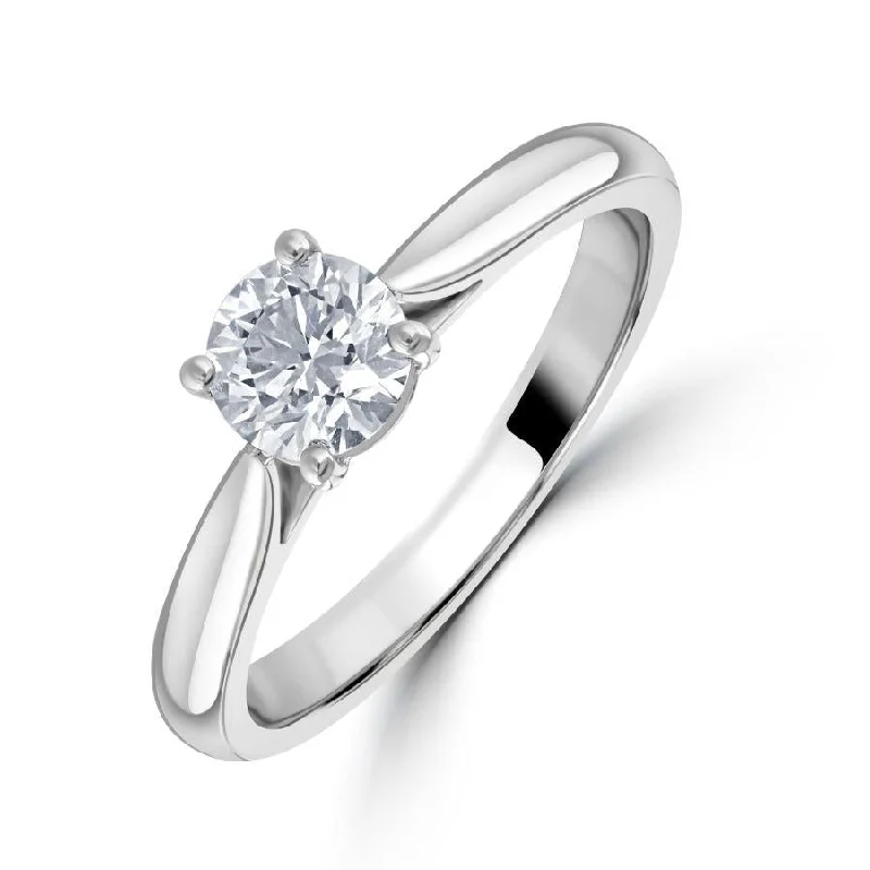 Tiny wing engagement rings-0.62ct Round Brilliant Cut Diamond Solitaire Platinum Ring