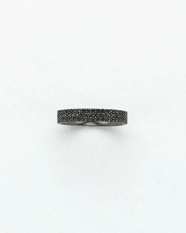 Bamboo style rings-Black Diamond Midi Ring