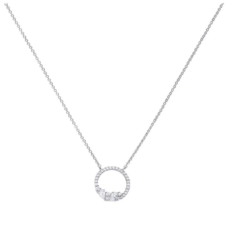 Sleek design engagement rings-Silver Cubic Zirconia Loop Cluster Necklace