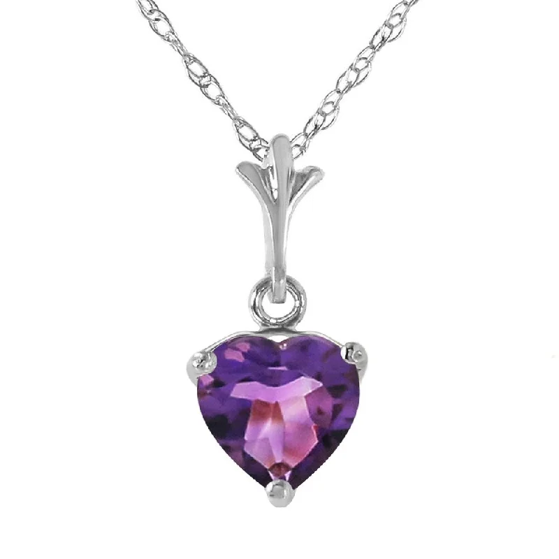 Mixed metal necklaces-1.15 Carat 14K White Gold Necklace Natural Purple Amethyst