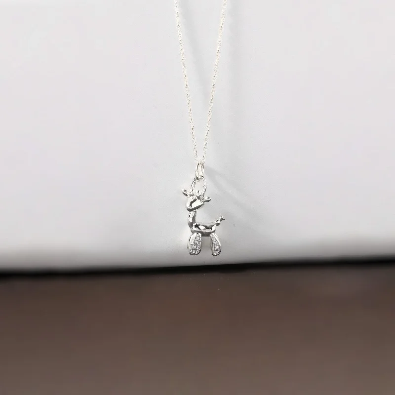 Emerald gem necklaces-1/20ct TDW Diamond Animal Giraffe Pendant Necklace in Sterling Silver