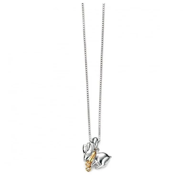 Spinel engagement rings-Silver and Yellow Gold Plated Rabbit Pendant & Chain