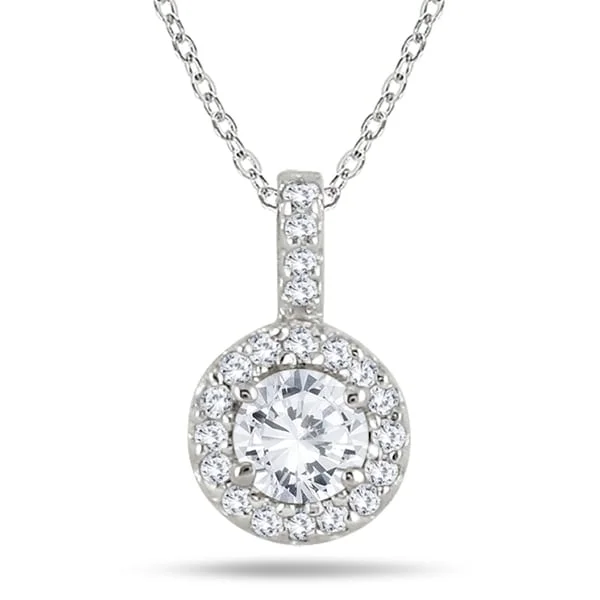 Curved pendant necklaces-Marquee 10k White Gold 1/2ct TDW Diamond Halo Necklace