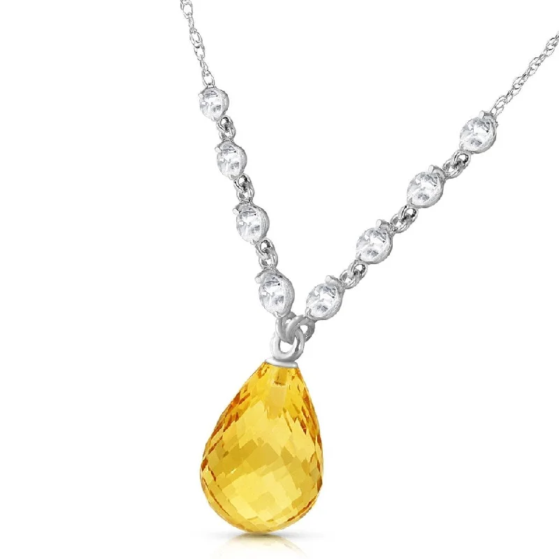 Cedar wood necklaces-11.3 Carat 14K Solid White Gold Dispense Confidence Citrine Diamond Necklace