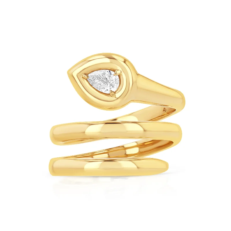 Swirl shape rings-Pear Coil Ring