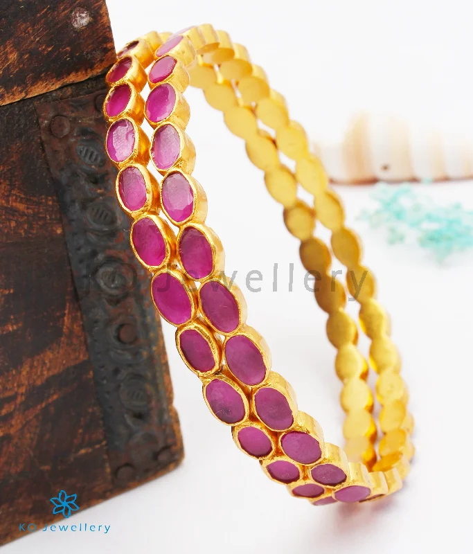 Chunky gem bangles-The Samruddhi Silver Kemp Bangle(Red/Size/2.2/2.4/2.6/2.8)