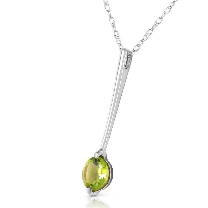 Solid stone necklaces-0.65 Carat 14K Solid White Gold Halo Peridot Necklace