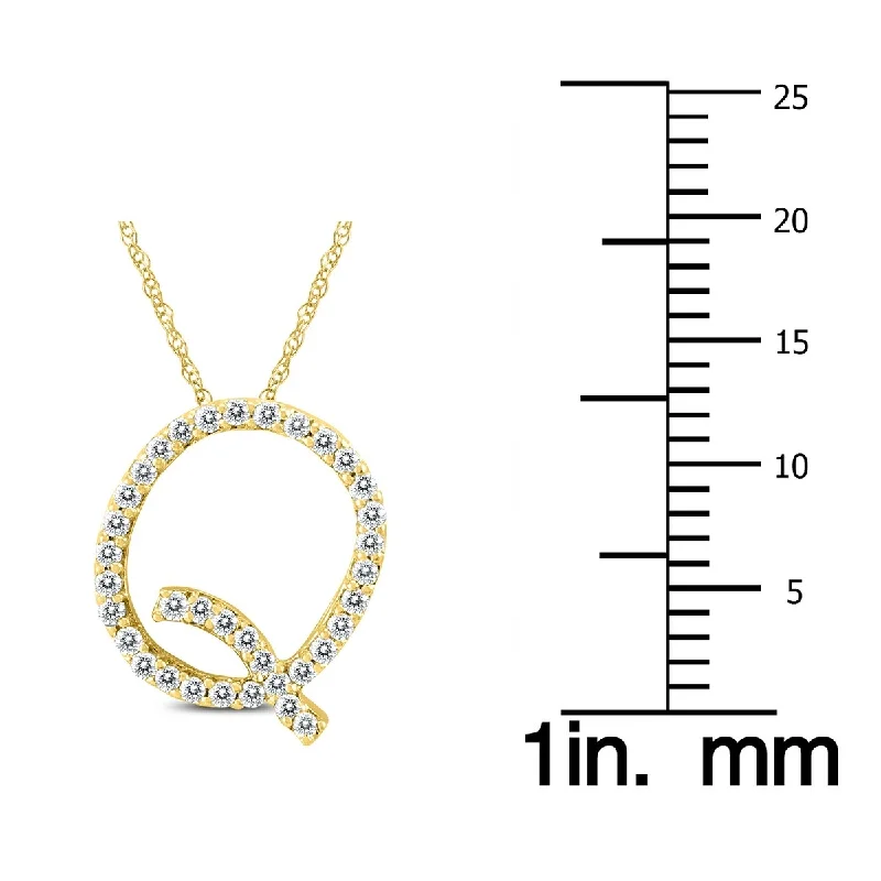 Smooth pendant necklaces-Marquee 1/5 Carat TW Q Initial Diamond Pendant Necklace in 10K Yellow Gold with Adjustable Chain