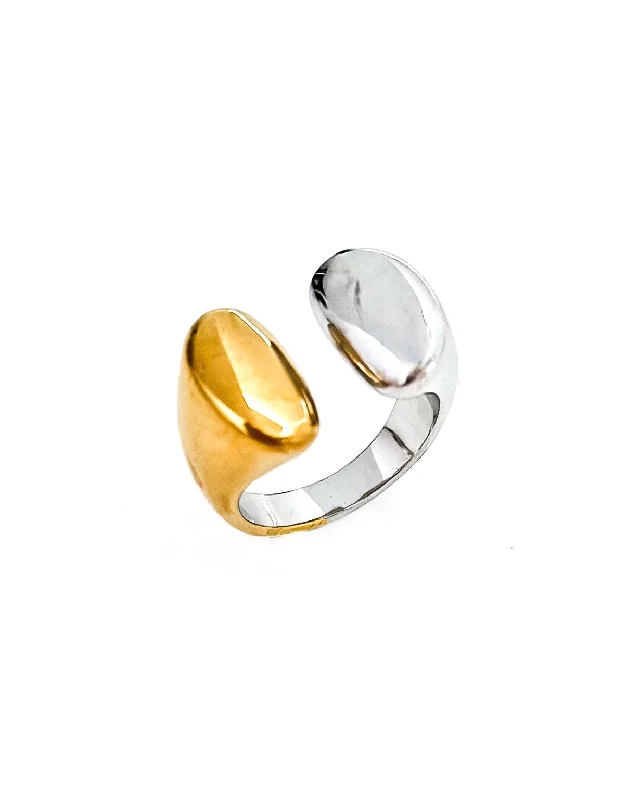 Retro style rings-Rayna Mixed Metal Ring