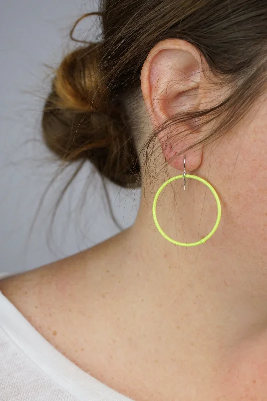 Medium Evident Earrings in Neon Chartreuse